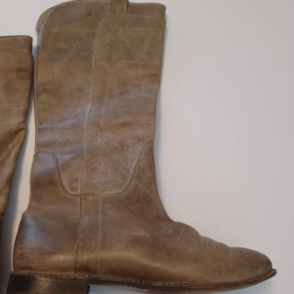 Frye Paige Tall Leather Low Heel Riding Boots Sz 10